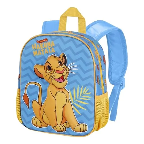 Karactermania 3D Disney Rucksack – König der Löwen Hakuna 31 cm - Schulranzen mit 3D-Frontrelief, ideal für Vorschulkinder. Hochwertiger Rucksack mit Reißverschluss und seitlichen Netztaschen, perfekt für den Kindergarten!
