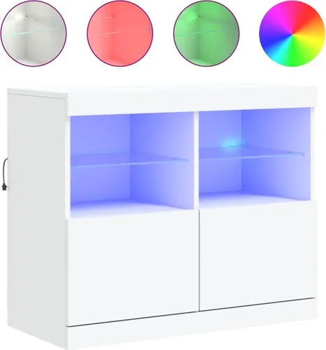 Modulares Sideboard mit RGB-LED-Beleuchtung in Weiß 81x37x67 cm