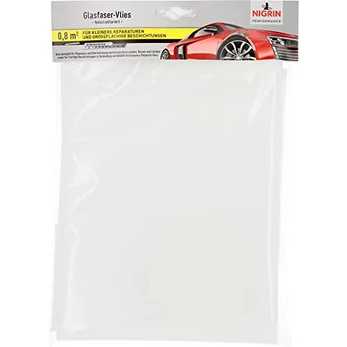 NIGRIN Glasfaser-Vlies 0,8m², dicht und robust, ideal für Modellierungen und Reparaturen, 1 Stück, Weiß