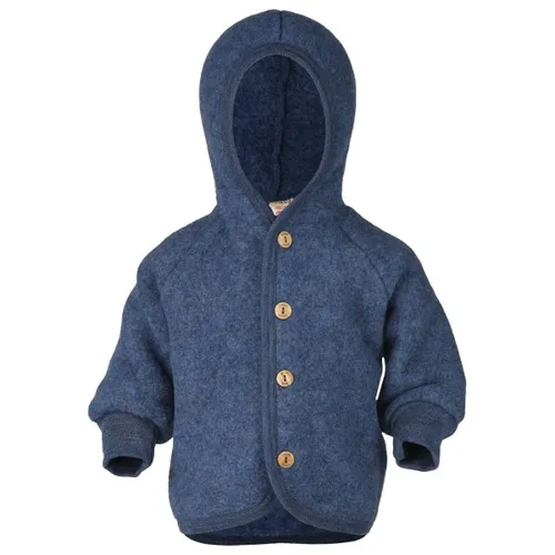 ENGEL Baby Jacke mit Kapuze Wollfleece, blau Melange - Jacke für Baby-Jungen aus 100 % Merinowolle, mulesing-frei und NATURTEXTIL IVN zertifiziert, ideal für empfindliche Babyhaut.