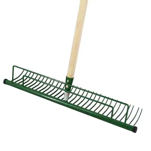 Rasenrechen Stahl 60 cm Laubrechen mit Holzstiel Bügelrechen Gartenrechen Harke