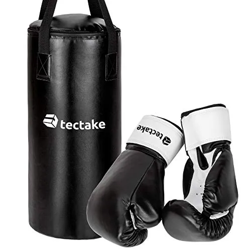 tectake Kinder Box Set Boxsack 62cm gefüllt mit 9kg + Halterung inkl. Boxhandschuhe mit Klettverschluss