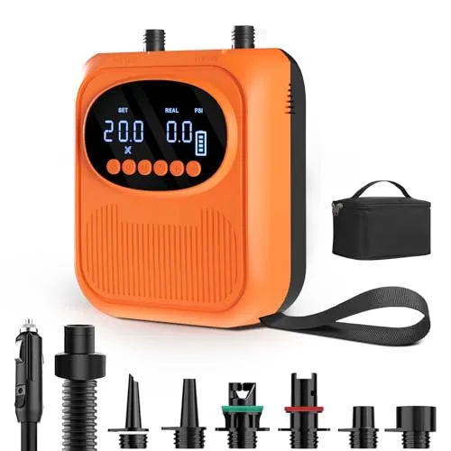 Mojimdo Elektrische SUP Pumpe 20PSI - Akku-Pumpe mit 5 Modi, ideal für Boards, Zelte und Schwimmringe – praktisch und leistungsstark für schnelles Aufpumpen unterwegs.