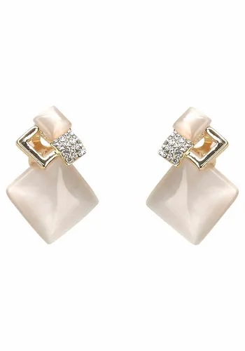 Firetti Paar Ohrclips mit Cat's Eye und Strasssteinen von Firetti