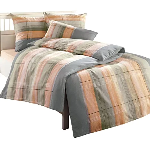 Dyckhoff Kissenbezug Weichfrottier grau-apricot Größe 40x80 cm