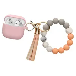 kwmobile Hülle für Apple Airpods 4 Case mit Schlaufe - Silikon Schutzhülle mit Schlüsselanhänger - Kopfhörer Cover in Altrosa Grapefruit Pink - Rosa