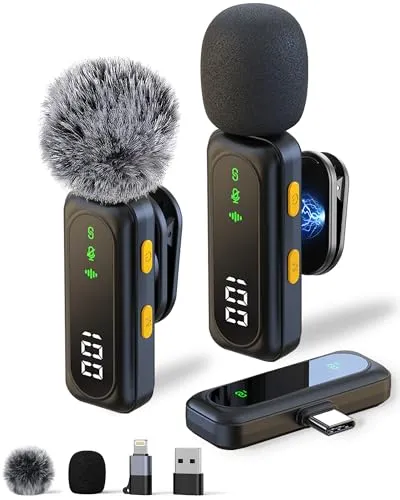 Mikrofon Handy – Ansteckmikrofon kompatibel mit iPhone/Android/PC, Magnetisches Lavalier Mikrofon mit Geräuschunterdrückung, geeignet für Live-Streaming, Vlogging, YouTube und Interviews (Schwarz)