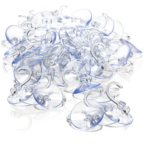 80x Saugnapfhalter mit Kunststoffhaken - Mehrzweck-Haken für Lichterketten