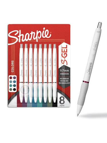 Sharpie S-Gel | Gel Pens for Writing | Medium Point (0.7mm) | Assorted Ink Colours | White Pearl Barrels | 8 Count 2208551