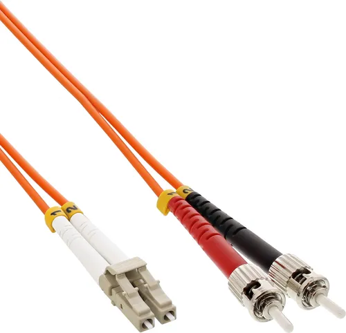 InLine® LWL Duplex Kabel, LC/ST, 50/125µm, OM2, 0,5m