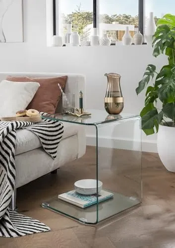 möbelando Beistelltisch >7/147< in Klarflas, Glas - 45x51x50cm (BxHxT)