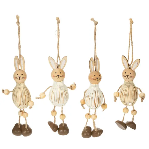 Holzanhänger Osterhasen für frühlingshafte Dekoration, 4 Stück