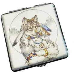 Westernlifestyle Aufbewahrungsbox Zigarettenetui Wolf Adler silberfarben