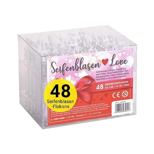 Seifenblasen Hochzeits Set - 48 Stück je 4,5ml - Wedding Bubbles Flakon mit Herz