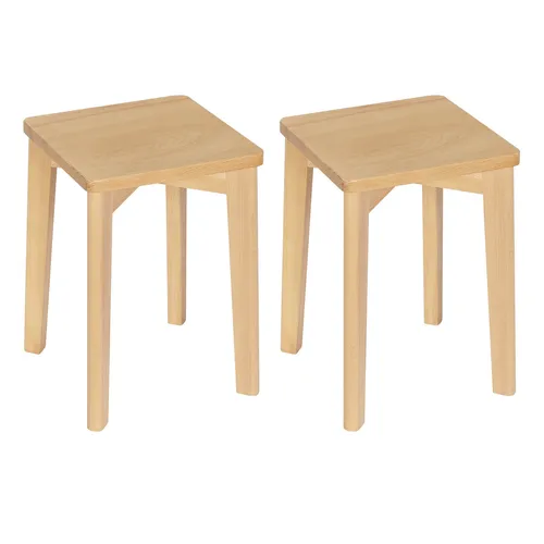 WOLTU Esszimmerstühle Massivholz - Robuster Holzhocker ohne Lehne - Esszimmerstühle aus lackiertem Buchenholz, feuchtigkeitsbeständig und mit hoher Tragfähigkeit von 150 kg. Ideal für Küche, Wohnzimmer und Büro.