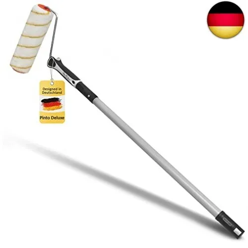 Pinto Deluxe® Farbrolle mit Teleskopstab - Farbroller mit 250 mm Walze und teleskopierbarem Stab (75-125 cm) für müheloses Arbeiten. Inklusive Best Grip Bügel und E-Book für optimale Ergebnisse.