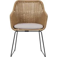 ebuy24 Sif Gartenstuhl Polyrattan mit Kissen Schwarz Natur - Stilvoller Gartenstuhl aus robustem Polyrattan mit bequemen Kissen. Ideal für entspannte Stunden im Freien und mit elegantem Design.