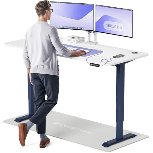 Desktronic HomePro Elektrisch höhenverstellbarer Schreibtisch 180x80cm Blau/Weiß mit Memory-Funktion