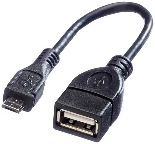 Value USB-Kabel USB 2.0 USB-Micro-B Stecker, USB-A Buchse 0.15m Schwarz Geschirmt 11.99.8311