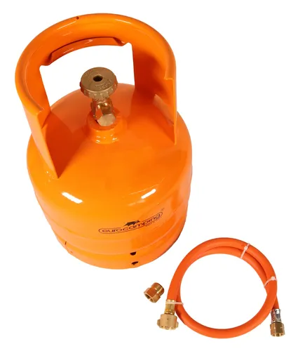 Leere befüllbare Gasflasche 2kg Propan-Butan Flasche mit Kragen Adapter Schlauch