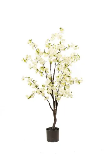 artplants Deko Kirschblütenbaum JANKFUN 135cm - Weißer Kunstbaum - Künstlicher Kirschblütenbaum mit einer Höhe von 135cm. Ideal für dekorative Akzente in jedem Raum. Der Kunststamm sorgt für Stabilität und Langlebigkeit.