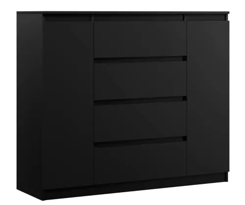 3E 3xE living.com Kommode 120 cm in Schwarz - Moderne Kommode (120 x 101 x 39 cm) aus robustem MDF, ideal für Ordnung und Stil in jedem Raum. Zeitloses Design, leicht zu reinigen und perfekt für TV oder Dekoration.