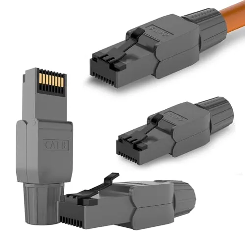 RedStar24 RJ45 Stecker Werkzeuglos CAT 7 CAT 8 Netzwerkstecker für Verlegekabel CAT8 CAT7 CAT6a LSA Feldkonfektionierbarer LAN Crimpstecker Geschirmt bis 40 Gbps 2000MHz 4 Stück