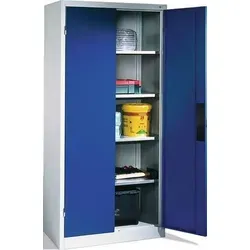 Flügeltürenschrank H1950xB930xT500mm lichtgrau/enzianblau 4 BD C+P
