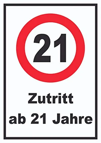 HB-Druck Zutritt ab 21 Jahre Schild A6 (105x148mm)