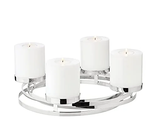 EDZARD Adventskranz Annabel, 34 cm, Edelstahl glänzend - Nussknacker: Edler Adventskranz Annabel aus hochglanzpoliertem Edelstahl, ideal für Stumpenkerzen und sorgt für festliche Stimmung in Ihrem Zuhause.