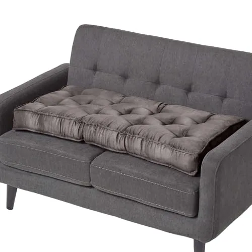 Homescapes Langes Sitzkissen Grau 100x48 cm - Sitzauflagen: Dick gepolstertes Kissen mit Velours-Bezug für optimalen Komfort und Unterstützung, ideal für 2-Sitzer-Sofas und vielseitig einsetzbar.