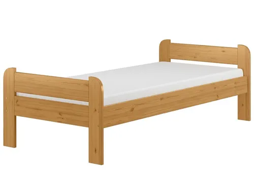 ERST-HOLZ Bett Einzelbett Echtholzbett Kiefer Massiv 90 x 200 - Massives Einzelbett aus Kiefer, gebeizt in dunklem Eicheton, stabil und langlebig. Wählen Sie Ihre Ausstattungsvariante für individuellen Schlafkomfort!