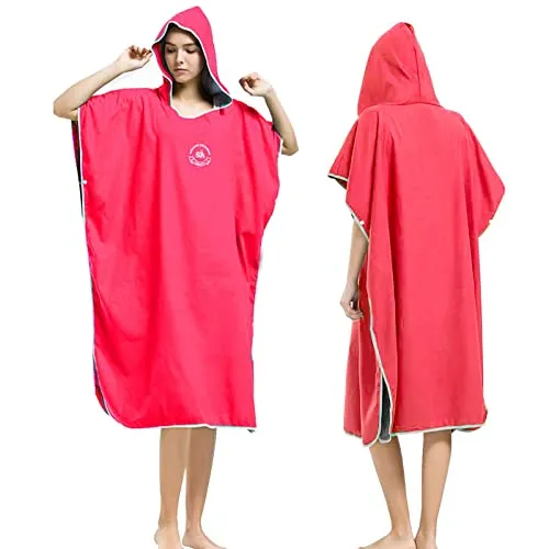 Hiturbo Mikrofaser Handtuch Poncho, Umziehhilfe Strand, Surf Poncho Herren und Damen Changing Robe, Einheitsgröße Warmer Mantel mit Kapuze, Umkleidehilfe Surfen, Schwimmen