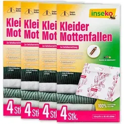 inseko 16 x Kleidermottenfallen I insektizidfrei & geruchlos I Mottenschutz I Germany - 4 Packungen (442253)