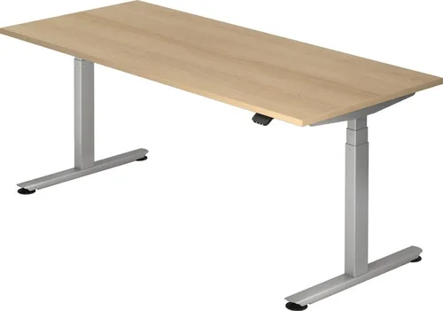 HAMMERBACHER Schreibtisch Sitz-Steh-Schreibtisch elektrisch 180x80 -127cm Eiche/Silber