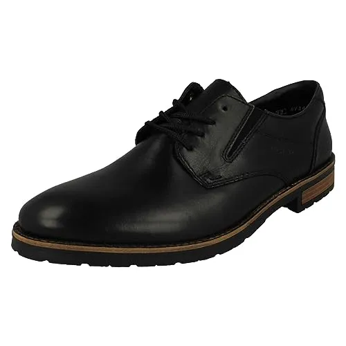 Rieker Turin Herren Schnürhalbschuhe 43 Schwarz - Bequeme Herren-Schnürhalbschuhe aus Veloursleder, ideal für breite Füße und perfekt für den Alltag.