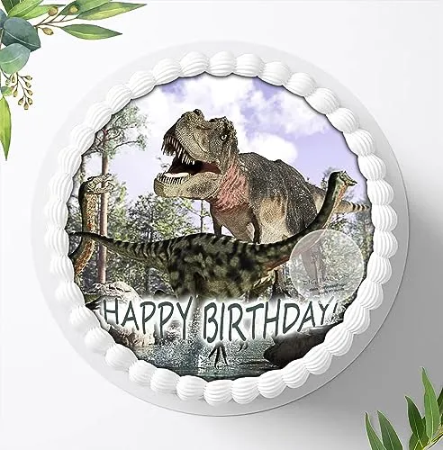 Für die Geburtstags Torte, Zuckerbild mit dem Motiv: Dinosaurier, Dino, Essbares Foto für Torten, Fondant, Tortenaufleger Ø 20cm, 0281c