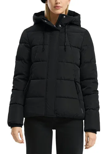 Steppjacke QS Damen XXL schwarz - Funktionsjacke für Damen mit Kapuze, wasser- und windabweisend sowie schnell trocknend – perfekt für Spaziergänge oder spontane Treffen.