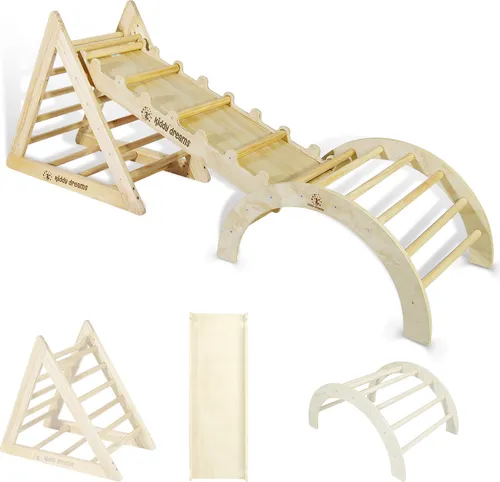 CCLIFE Klettergerüst Montessori Kletterdreieck mit Rutsche - Spielplätze - Fördert die motorischen Fähigkeiten von Kindern ab 1 Jahr mit einem stabilen Kletterbogen und Rutsche für sicheren Spielspaß.