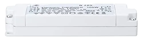 Nice Price VDE Elektroniktrafo 35-105W 230/12V 105VA Weiß - Transformatoren mit 105VA Leistung, ideal für effiziente Beleuchtungslösungen und ausgestattet mit 2 Jahren Garantie.