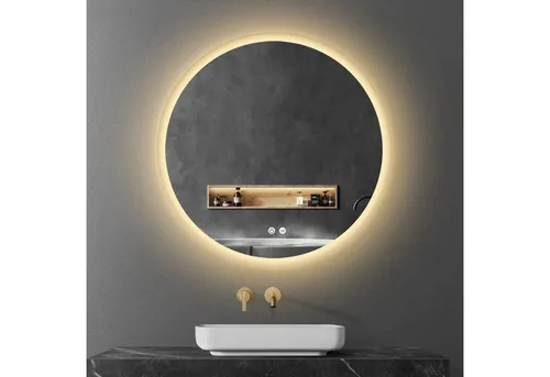 Apejoy Badspiegel 80cm Runder LED Wandspiegel (Badezimmerspiegel mit Beleuchtung und Antibeschlage, rund Lichtspiegel mit Touch-Schalter und Memory)