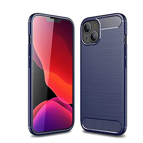 Cruzerlite für iPhone 13 hülle, Carbon Fiber Texture Design Cover Anti-Scratch Shock Absorption Case Schutzhülle für iPhone 13 (2021) (Blue)