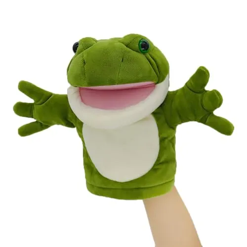 Tiny Heart Handpuppen Frosch Plüschtier Plüschspielzeug Kinder mit funktionierendem Mund Niedlich Weich Realistisch Gefüllte Plüschpuppe Geschichtenerzählen Fantasievoll Lehren Geburtstagsgeschenke