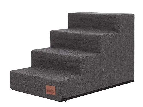 Hundetreppe, Katzentreppe, Antirutsch und Beständig - Haustiertreppe mit 4 Stufen für kleine Hunde - 60 x 40 x 40 cm - Inari - Graphit