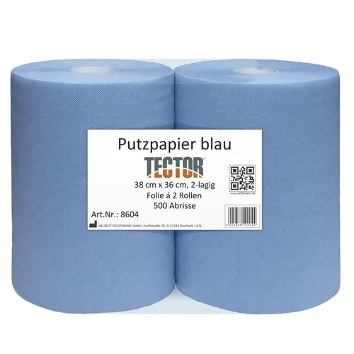 PUTZPAPIER, 2-lagig, ca. 38 x 38 cm, 500 Blatt, Blau, perforiert, 2 Rollen