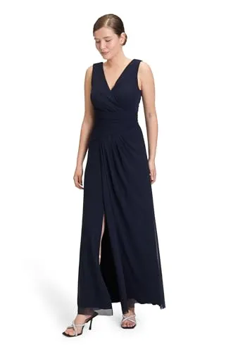 Vera Mont Damen Abendkleid mit V-Ausschnitt Night Sky, 42 - Elegantes Cocktailkleid von Vera Mont mit stilvollen Falten und figurbetonter Passform, ideal für besondere Anlässe. Das feine Netzmaterial und die Maxi-Länge sorgen für einen atemberaubenden Look.