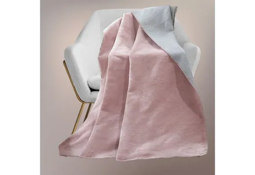 SEI Design Plaid Kuscheldecke Bicolor Rose/Grey - Hochwertige Baumwoll-Mischdecke in Bicolor Rose/Grey, kuschelig und pflegeleicht bei 30°C, ideal als Tagesdecke für gemütliche Stunden.