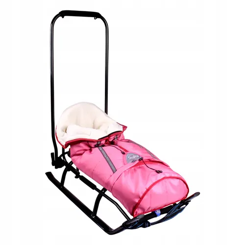 3in1 Kinder Schlitten Sport Rodel für Kinder, Babys mit Rückenlehne, Fußsack, Schiebegriff und Gurt aus Aluminium LED