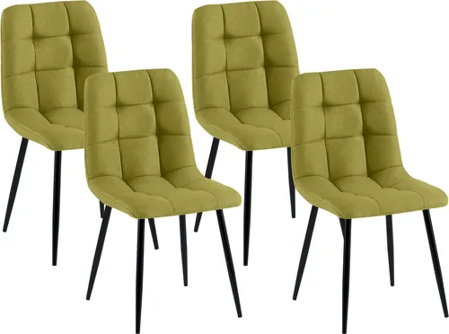 CLP 4er Set Esszimmerstühle Antibes - Gepolsterte Küchenstühle für hohen Komfort - Stühle für Esszimmer und Küche, belastbar bis 150 kg, mit stilvollen gesteppten Stoffbezügen für modernen Komfort.