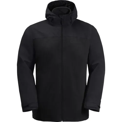 Jack Wolfskin Taubenberg 3IN1 Jacket M - Schwarz, 3XL - Doppeljacke für Herren mit 3-in-1-Funktion: wasserdicht, winddicht und atmungsaktiv. Nachhaltige Materialien bieten Komfort und Schutz bei allen Outdoor-Aktivitäten.